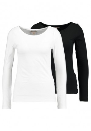 Anna Field 2 Pack Long Sleeved Top T-shirts Dames Zwart | 0731-ROTHI