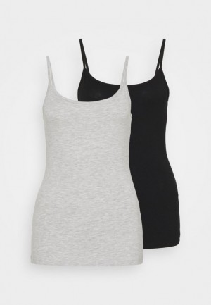 Anna Field 2 Pack Top T-shirts Dames Zwart | 5467-AQRYX