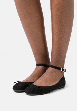 Anna Field Ankle Riemen Ballet Pumps Ballerina Schoenen Dames Zwart | 2403-OHVYR