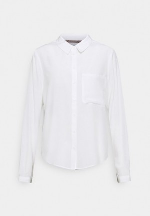 Anna Field Basic Blouse With Pocket Button Down Overhemd Dames Wit | 2743-UQHMJ