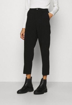 Anna Field Basic Bussiness Pants With Pintucks Trousers Broek Dames Zwart | 3715-IZDJU
