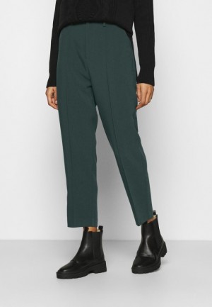 Anna Field Basic Bussiness Pants With Pintucks Trousers Broek Dames Donkergroen | 2465-MKNJR
