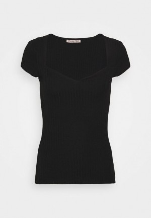 Anna Field Basic T Shirt Overhemd Dames Zwart | 2305-IZXFT