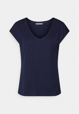 Anna Field Basic T Shirt T-shirts Dames Donkerblauw | 3572-QOJCF