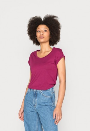 Anna Field Basic T Shirt T-shirts Dames Donkerrood | 9805-REVCD