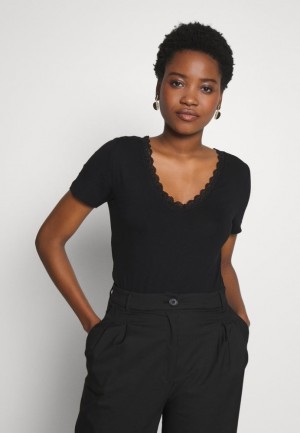 Anna Field Basic T Shirt T-shirts Dames Zwart | 9042-HBPNX