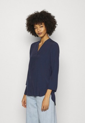 Anna Field Basic V Neck Blouse Blouse Overhemd Dames Donkerblauw | 6540-QGVIT