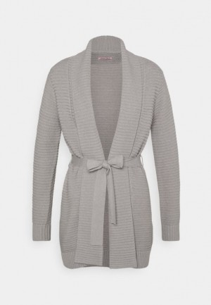 Anna Field Belted Cardigan Cardigan Cardigan Dames Grijs | 1643-TFSEH