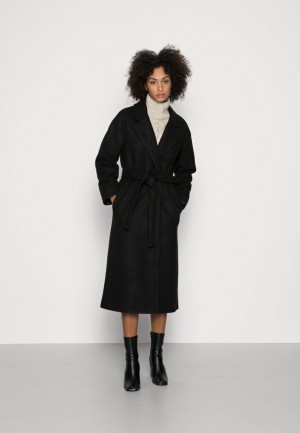 Anna Field Belted Coat Klassieke Coat Mantel Dames Zwart | 2174-UAWZN
