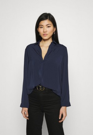 Anna Field Blouse Overhemd Dames Donkerblauw | 7932-UJWOB