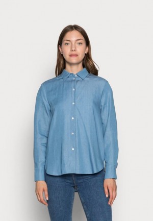Anna Field Button Down Blouse Overhemd Dames Blauw | 4270-HXNKR