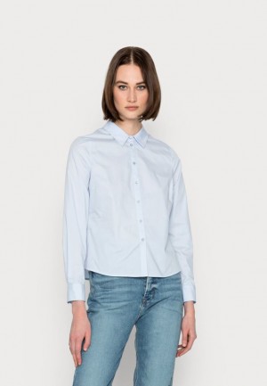 Anna Field Button Down Blouse Overhemd Dames Blauw | 1056-YQTJM