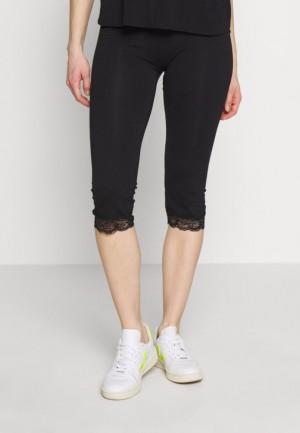 Anna Field Capri Leggings With Kanten Leggings Trousers Broek Dames Zwart | 3452-VWKOG