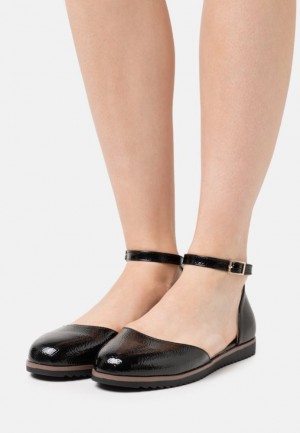 Anna Field Comfort Ankle Riemen Ballet Pumps Ballerina Schoenen Dames Zwart | 9536-GSBXM