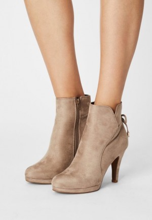 Anna Field Comfort High Hak Ankle Boots Enkellaarzen Dames Grijs Bruin | 9306-WJHCK