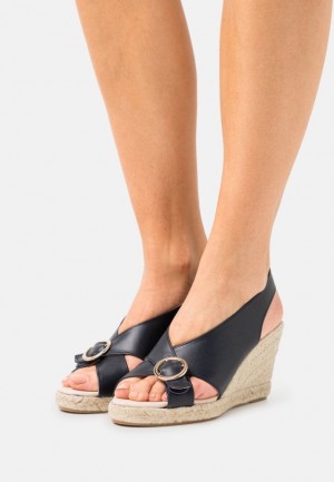 Anna Field Comfort Leren Platform Sandals Sandalen Dames Donkerblauw | 7895-ETSOM