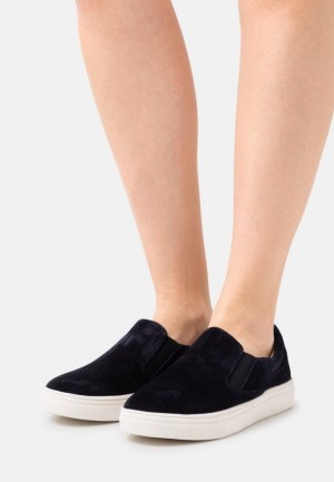 Anna Field Comfort Leren Slip Ons Laag Schoenen Dames Donkerblauw | 7421-UJBQX