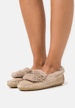 Anna Field Comfort Leren Slippers Laag Schoenen Dames Beige | 9468-XSPGB