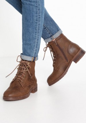 Anna Field Kanten Up Ankle Boots Enkellaarzen Dames Bruin | 2537-ARPIE