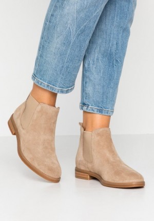 Anna Field Leren Ankle Boots Enkellaarzen Dames Beige | 4918-YWJQA