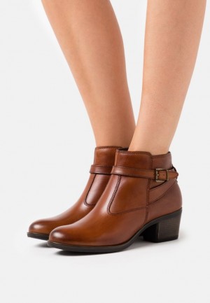 Anna Field Leren Ankle Boots Enkellaarzen Dames Bruin | 4025-EJCIP