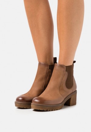Anna Field Leren Ankle Boots Enkellaarzen Dames Bruin | 3527-SMVIY