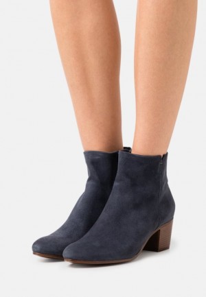 Anna Field Leren Ankle Boots Enkellaarzen Dames Donkerblauw | 9874-OZDVM
