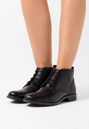 Anna Field Leren Ankle Boots Enkellaarzen Dames Zwart | 1394-STIVB