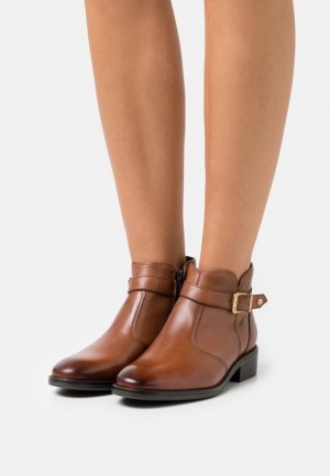 Anna Field Leren Ankle Boots Enkellaarzen Dames Bruin | 7298-AOSDP