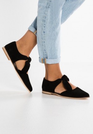 Anna Field Leren Ankle Riemen Ballet Pumps Ankle Riemen Ballet Pumps Ballerina Schoenen Dames Zwart | 8051-XLFQW