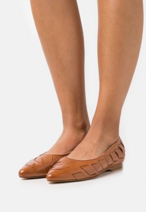 Anna Field Leren Ballet Pumps Ballerina Schoenen Dames Bruin | 5327-OSAMD