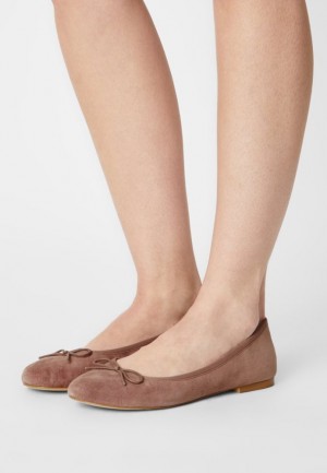Anna Field Leren Ballet Pumps Ballerina Schoenen Dames Grijs Bruin | 4085-TMXOA