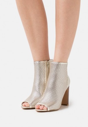 Anna Field Leren High Hak Ankle Boots Enkellaarzen Dames Goud | 3574-RNZQO