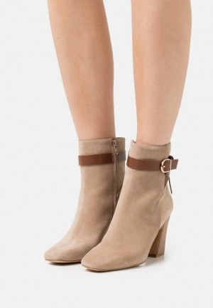 Anna Field Leren High Hak Ankle Boots Enkellaarzen Dames Beige | 8673-WNJIY