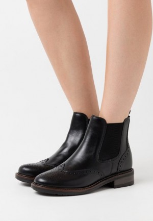 Anna Field Leren Klassieke Ankle Boots Enkellaarzen Dames Zwart | 0715-HCLGO
