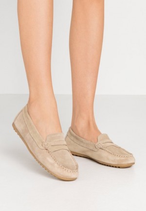Anna Field Leren Moccasins Laag Schoenen Dames Beige | 2814-YKTAX