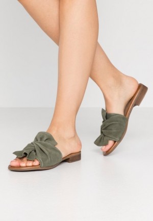 Anna Field Leren Mules Pantoffels Dames Groen | 3927-JPCQH