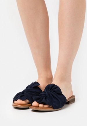 Anna Field Leren Mules Pantoffels Dames Blauw | 3492-QYFOZ