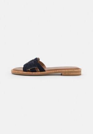 Anna Field Leren Mules Pantoffels Dames Donkerblauw | 1586-PGISB