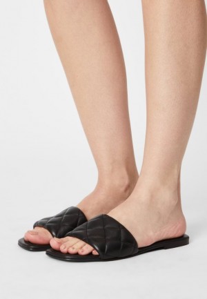 Anna Field Leren Mules Pantoffels Dames Zwart | 7354-LHWJI