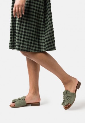 Anna Field Leren Mules Pantoffels Dames Groen | 7235-OJPFC