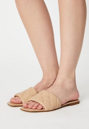 Anna Field Leren Mules Pantoffels Dames Beige | 7162-EGUFT