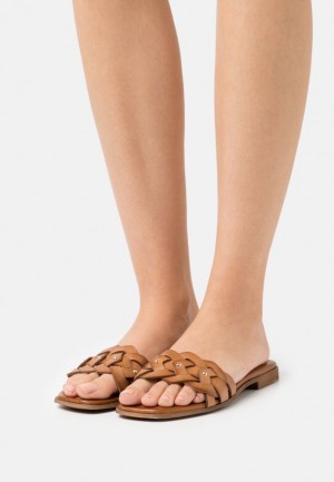 Anna Field Leren Mules Pantoffels Dames Bruin | 9543-TNBKW
