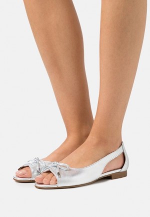 Anna Field Leren Peeptoe Ballet Pumps Ballerina Schoenen Dames Zilver | 5280-IGRXZ