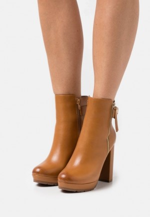 Anna Field Leren Platform Ankle Boots Enkellaarzen Dames Bruin | 9530-YVTJC