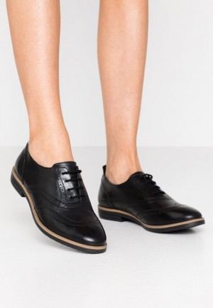 Anna Field Leren Platte Shoes Kanten Ups Laag Schoenen Dames Zwart | 5492-ULVDZ