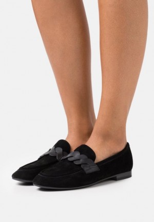 Anna Field Leren Slip Ons Laag Schoenen Dames Zwart | 5079-MXIJY