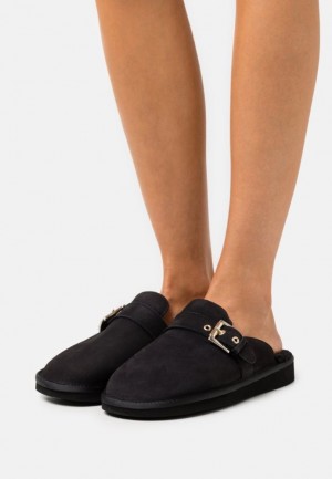 Anna Field Leren Slippers Pantoffels Dames Zwart | 9056-VGKFN