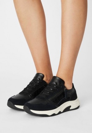 Anna Field Leren Trainers Sneakers Dames Zwart | 3926-FQOKR