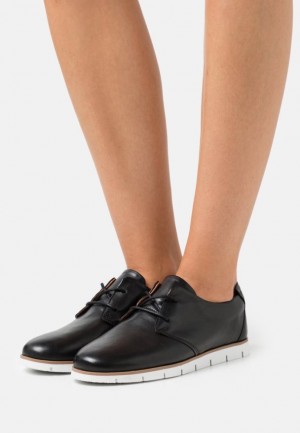 Anna Field Leren Vrijetijds Kanten Ups Laag Schoenen Dames Zwart | 7312-XYTQH